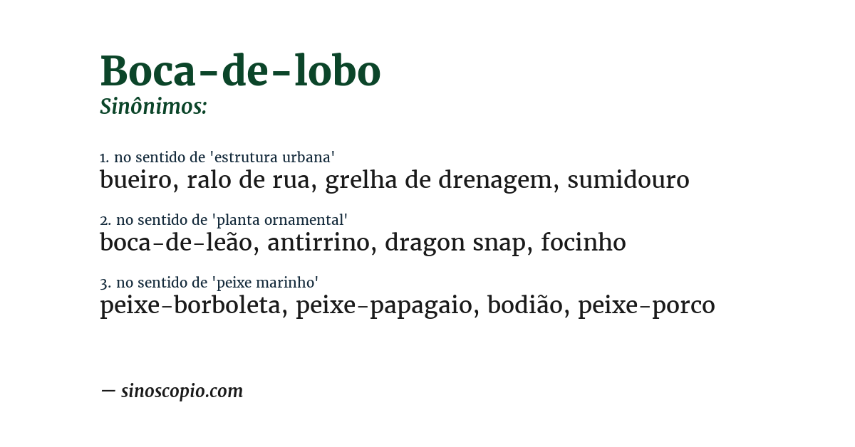 Sinônimo de boca-de-lobo