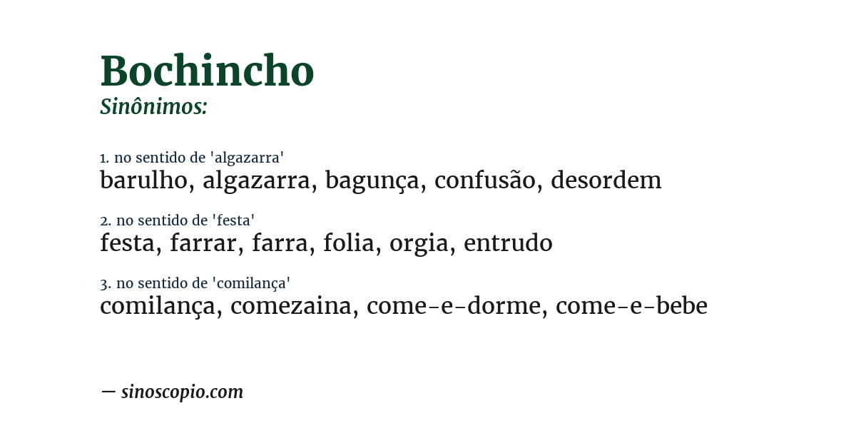Sinônimo de bochincho