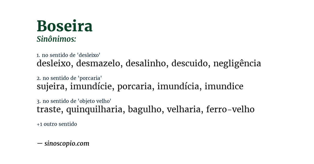 Sinônimo de boseira