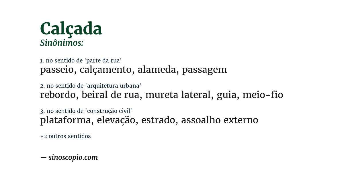 Sinônimo de calçada