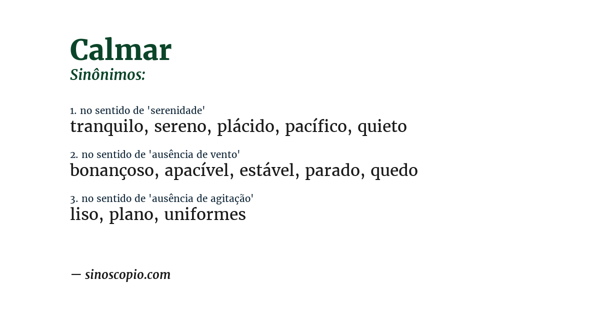 Sinônimo de calmar