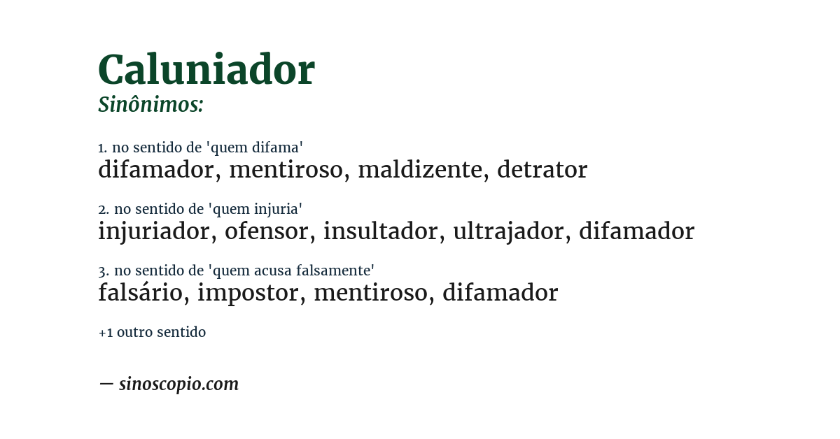 Sinônimo de caluniador
