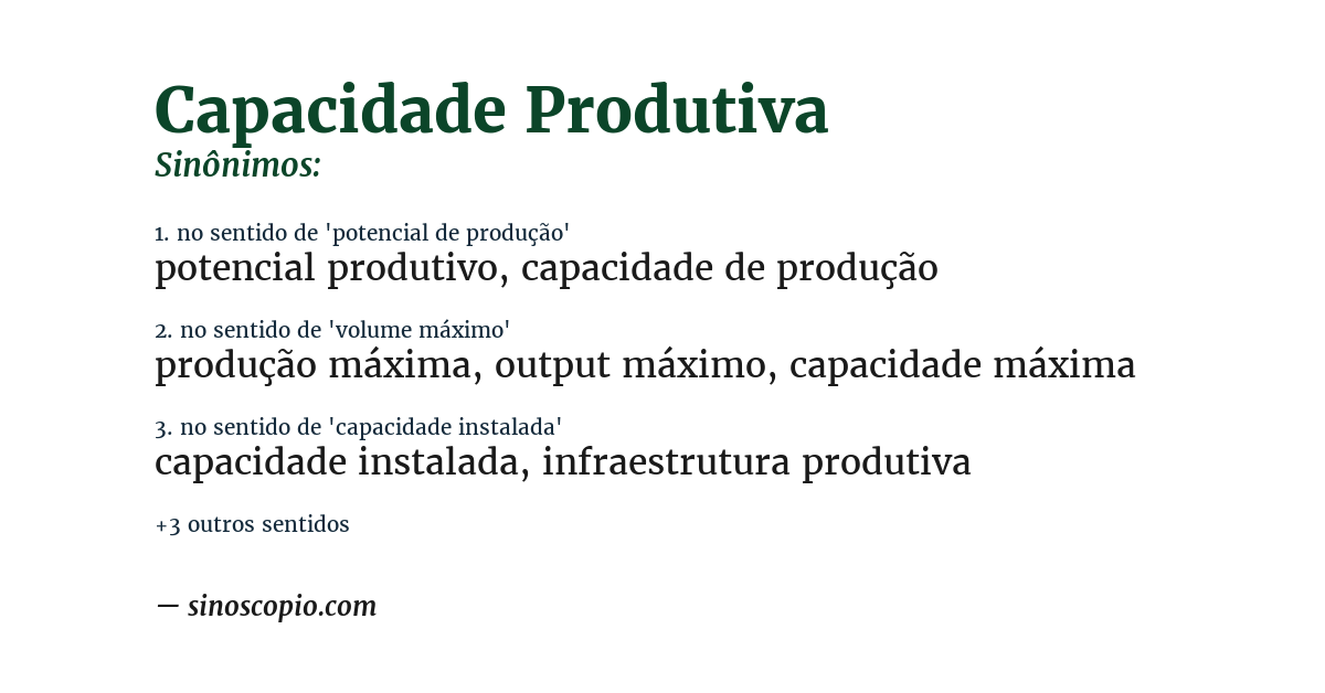 Sinônimo de capacidade produtiva