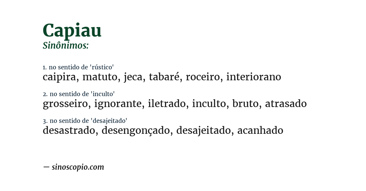 Sinônimo de capiau