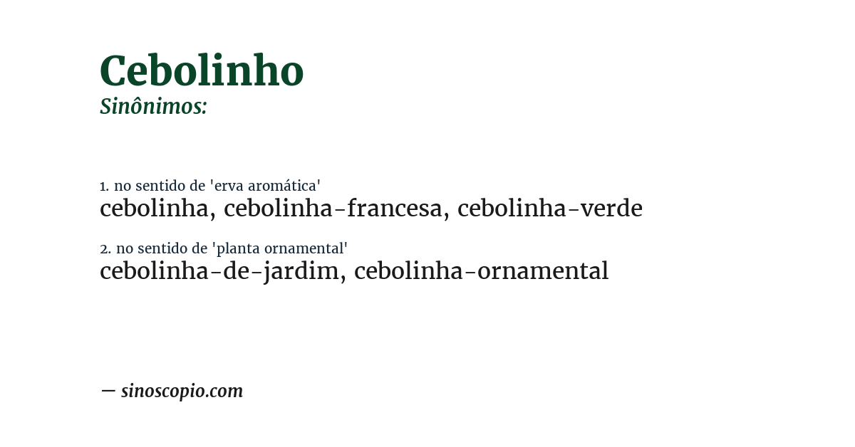 Sinônimo de cebolinho