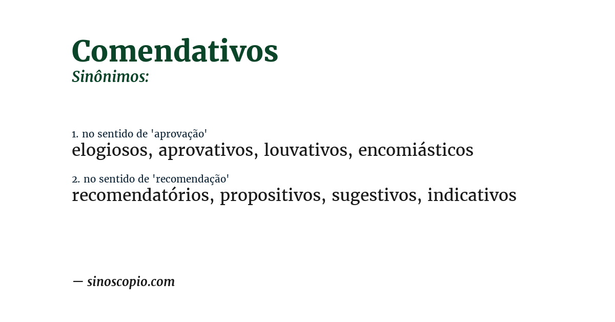 Sinônimo de comendativos
