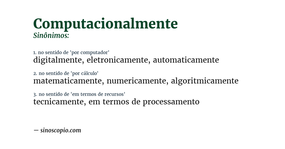 Sinônimo de computacionalmente