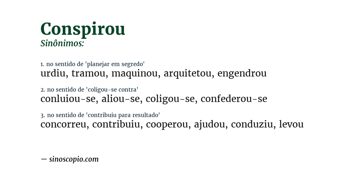 Sinônimo de conspirou
