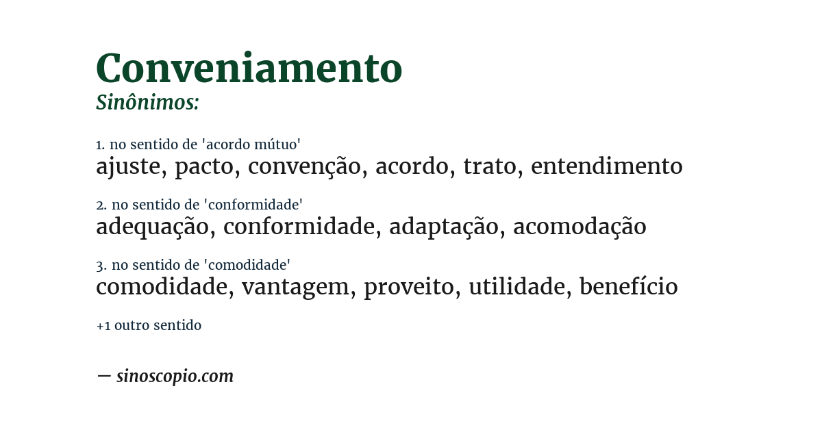 Sinônimo de conveniamento