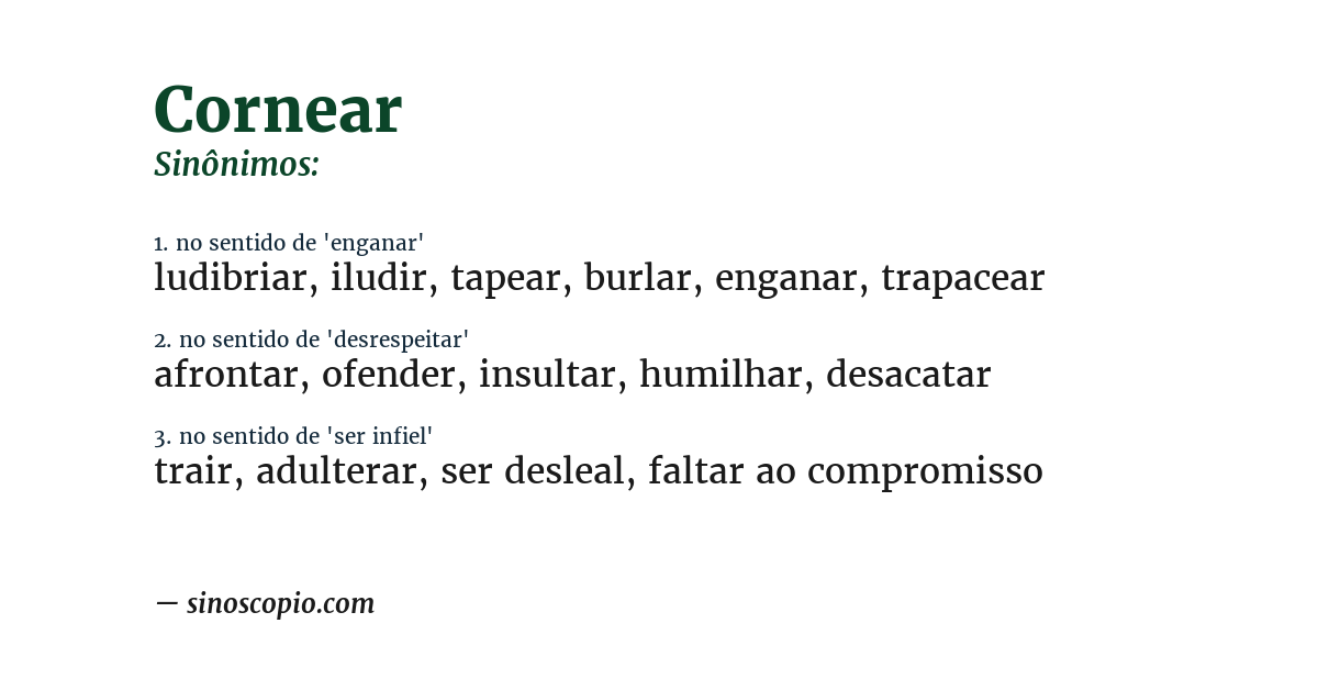 Sinônimo de cornear