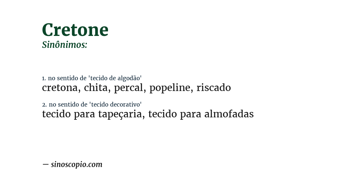 Sinônimo de cretone