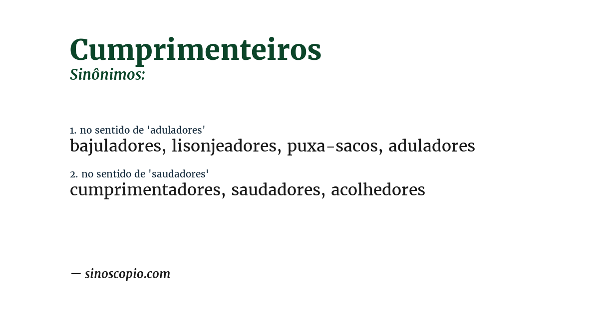 Sinônimo de cumprimenteiros