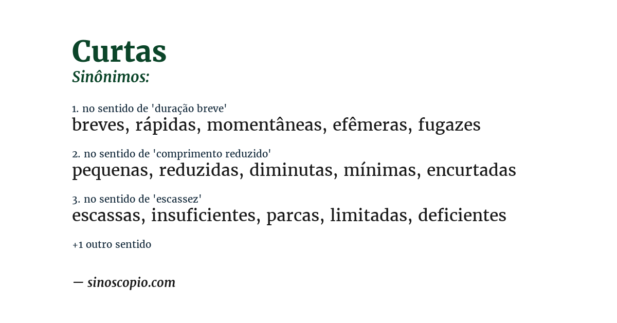 Sinônimo de curtas