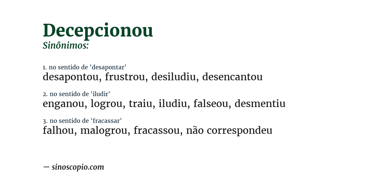 Sinônimo de decepcionou