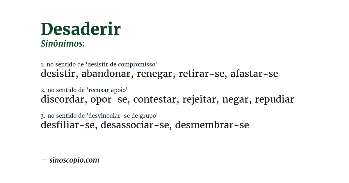 Sinônimo de desaderir