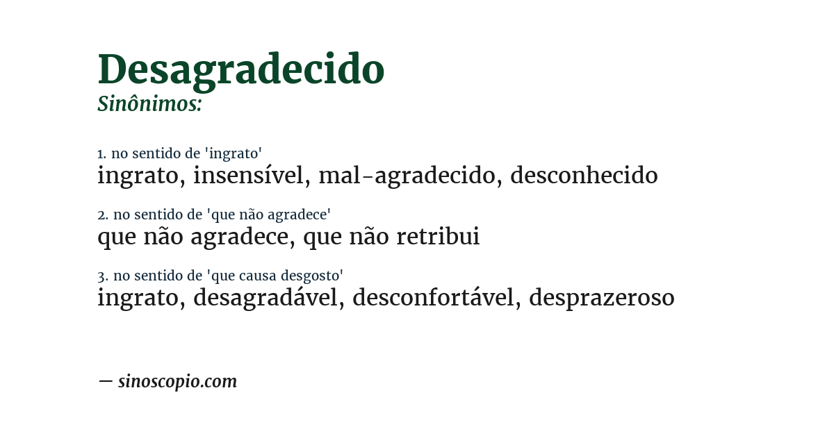 Sinônimo de desagradecido