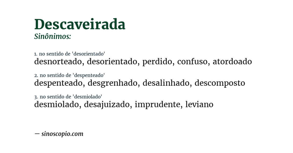 Sinônimo de descaveirada