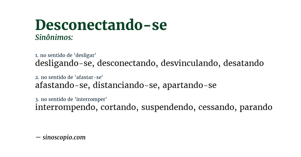 Sinônimo de desconectando-se