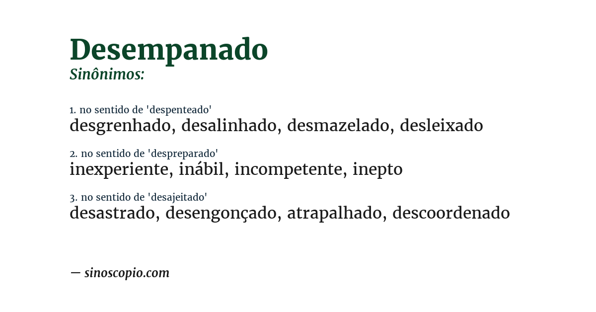 Sinônimo de desempanado