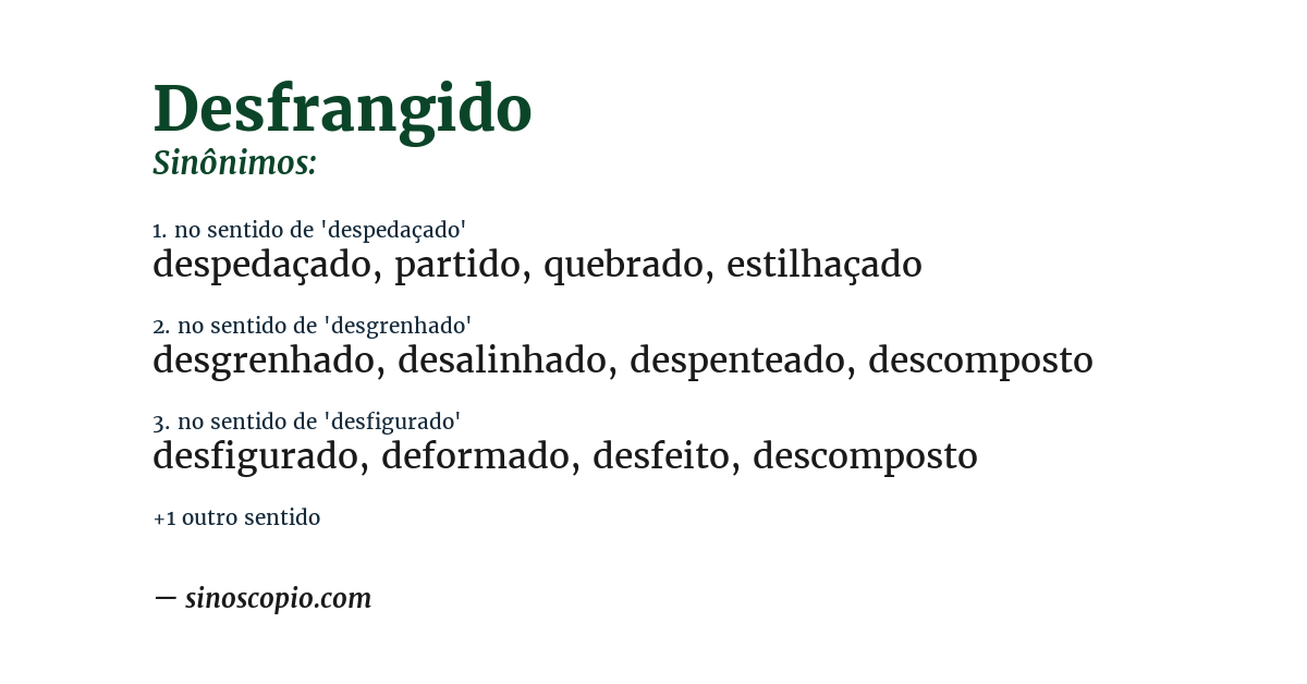 Sinônimo de desfrangido