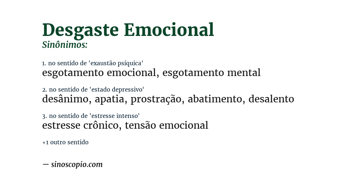 Sinônimo de desgaste emocional