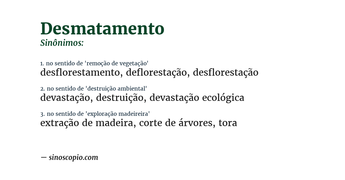 Sinônimo de desmatamento