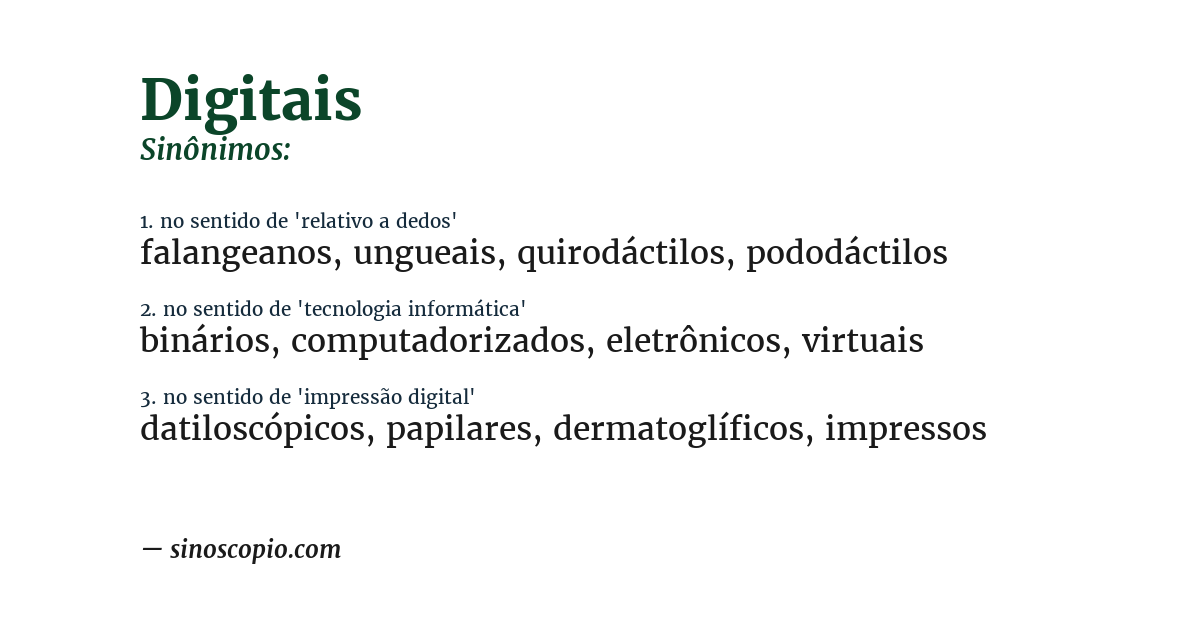 Sinônimo de digitais