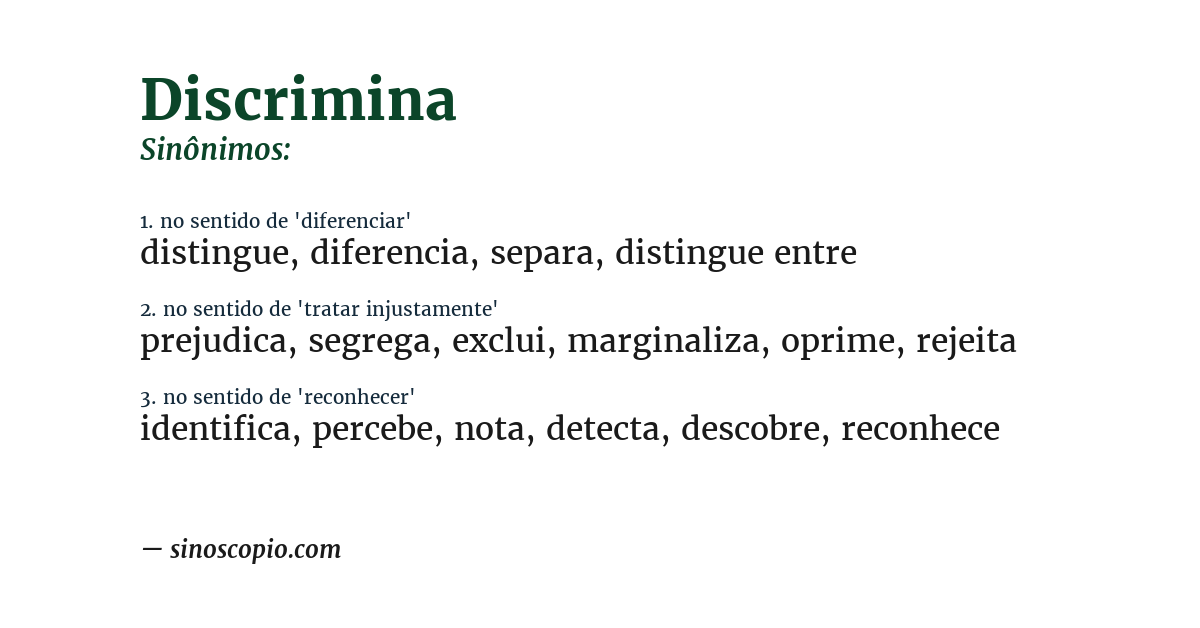 Sinônimo de discrimina