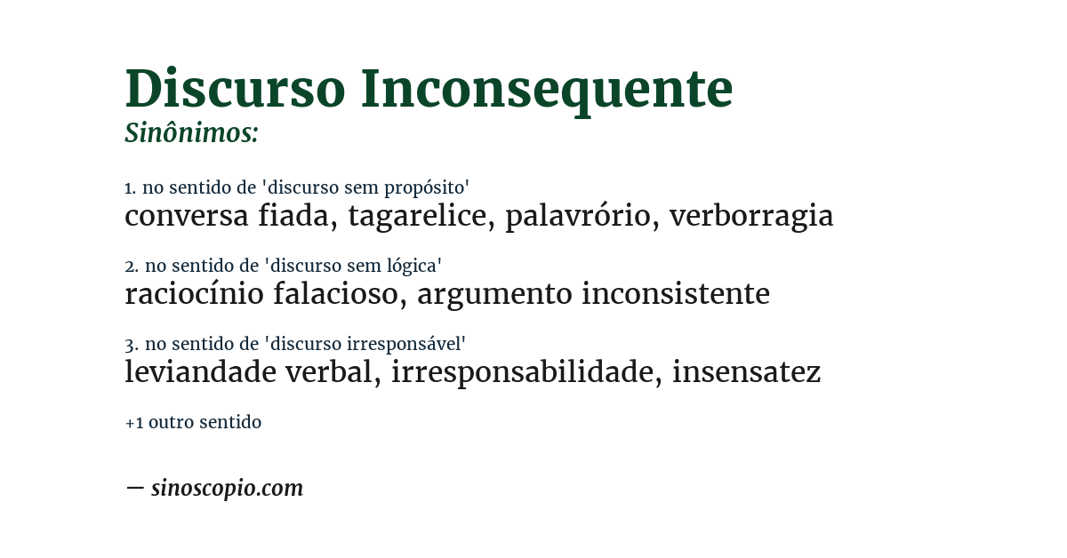 Sinônimo de discurso inconsequente