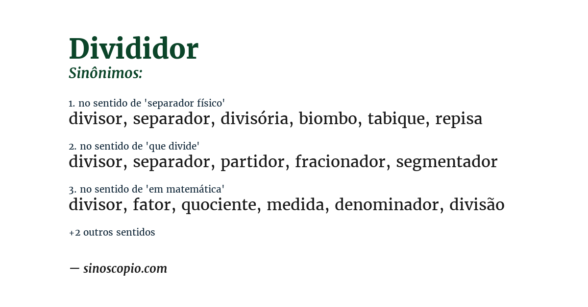 Sinônimo de divididor