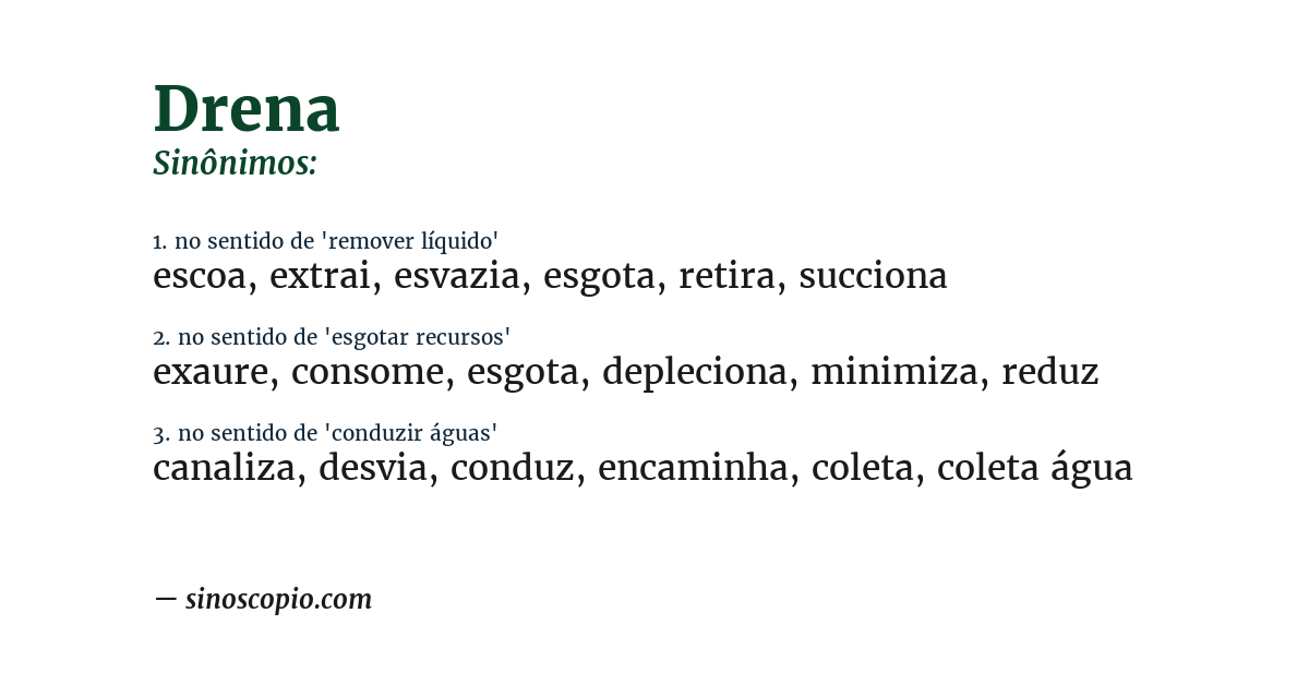 Sinônimo de drena