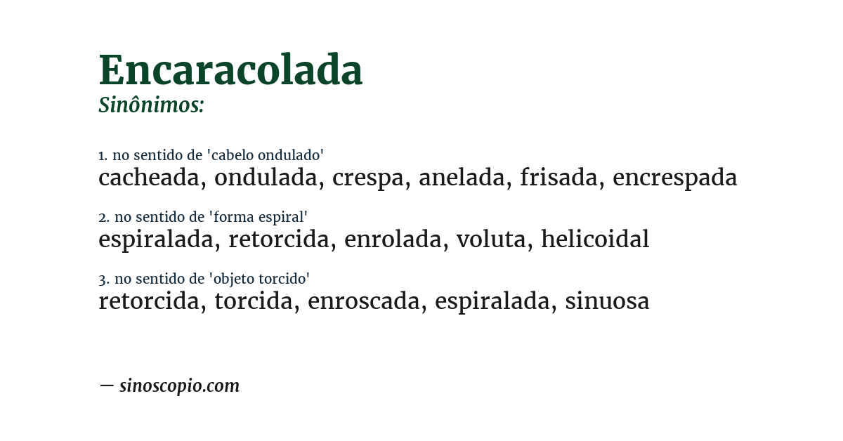 Sinônimo de encaracolada
