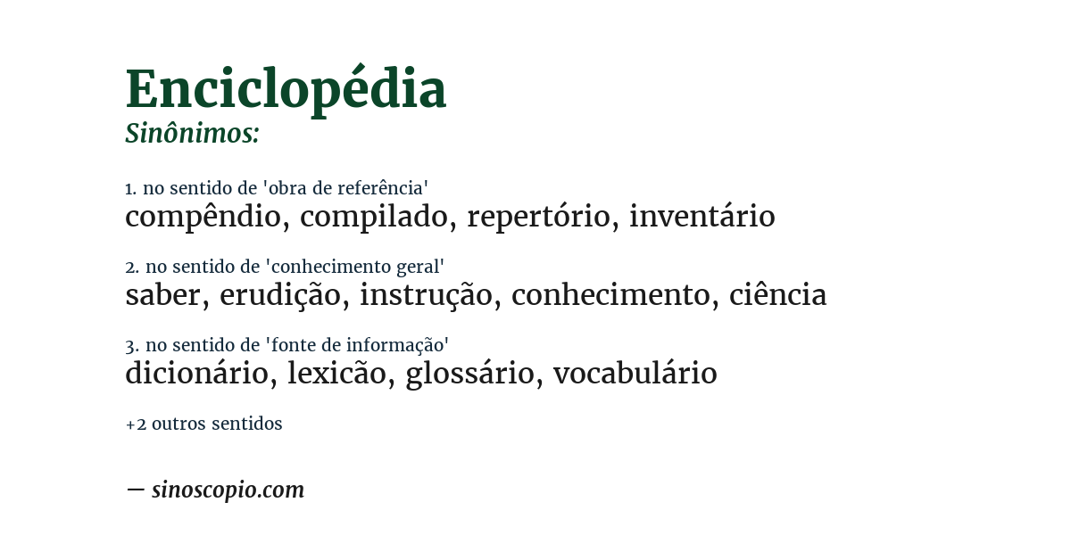 Sinônimo de enciclopédia
