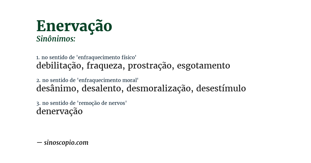 Sinônimo de enervação