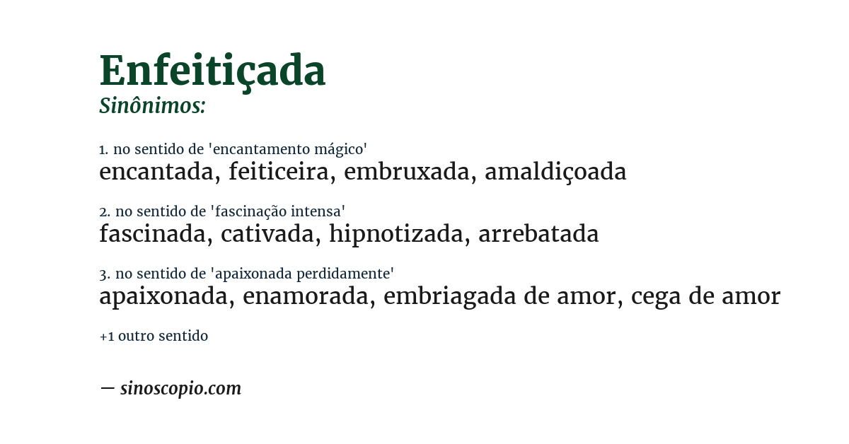 Sinônimo de enfeitiçada