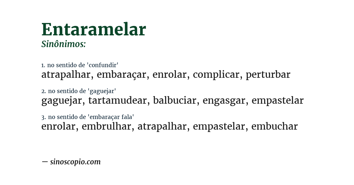 Sinônimo de entaramelar