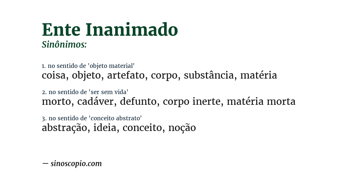 Sinônimo de ente inanimado