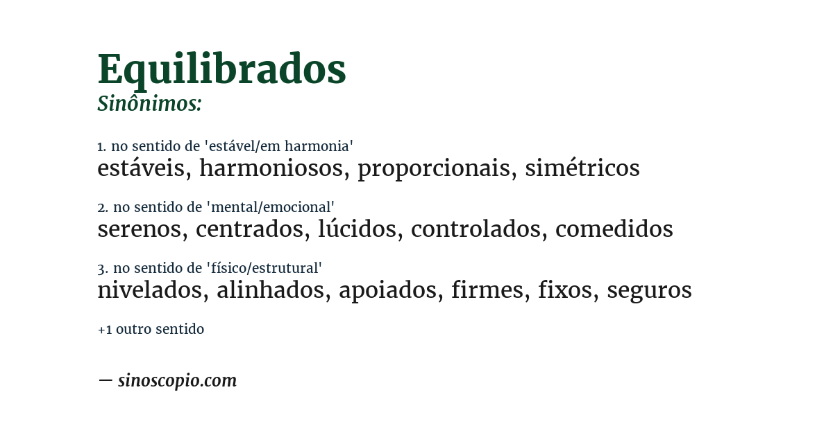 Sinônimo de equilibrados