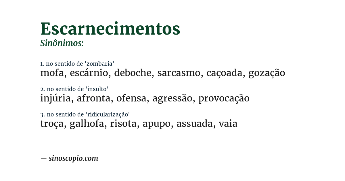 Sinônimo de escarnecimentos