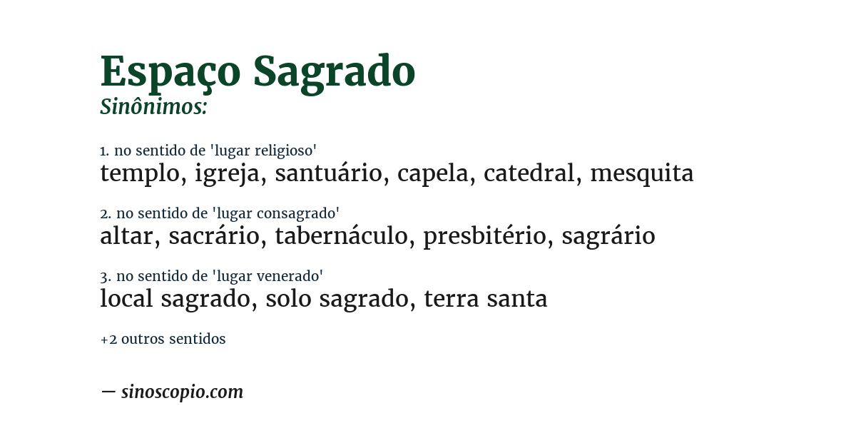 Sinônimo de espaço sagrado