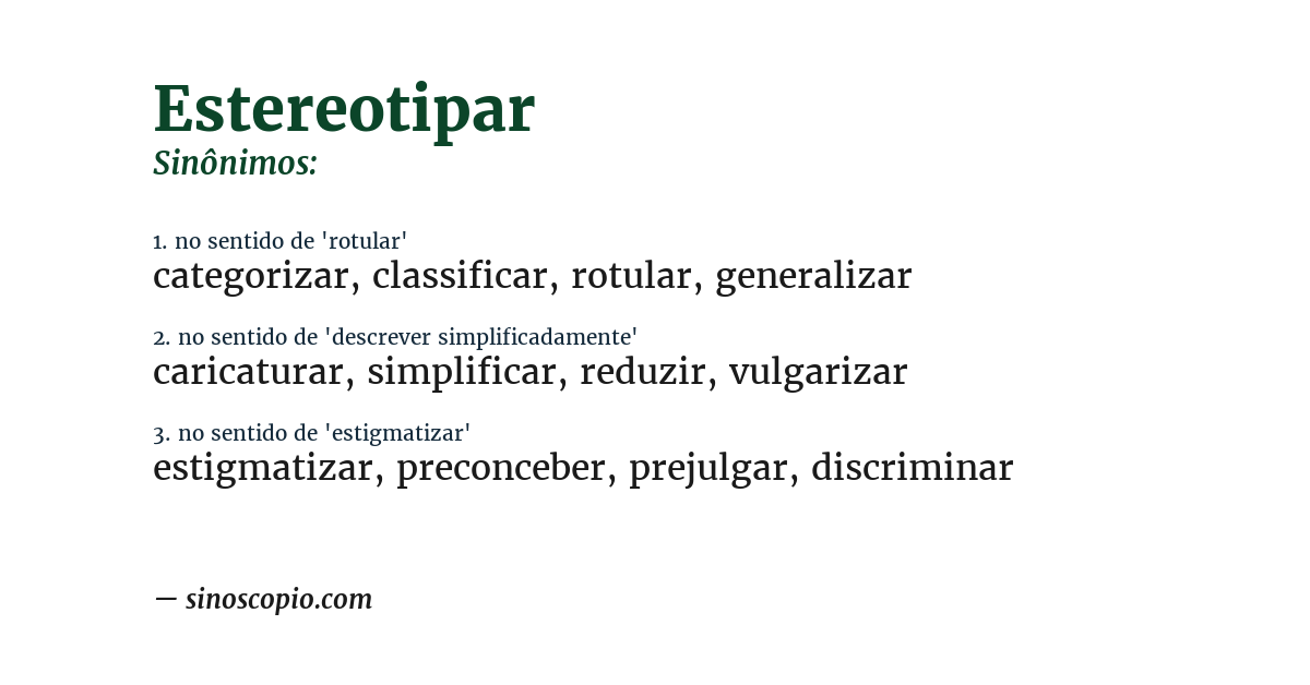 Sinônimo de estereotipar