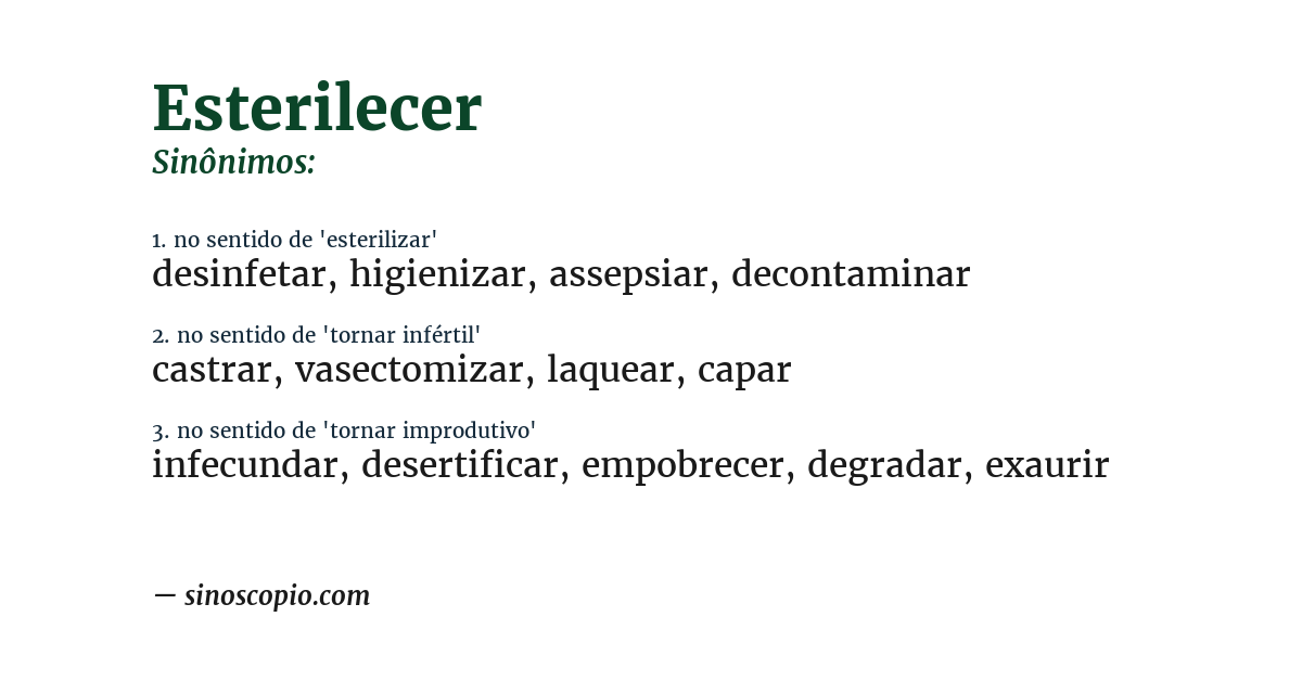 Sinônimo de esterilecer