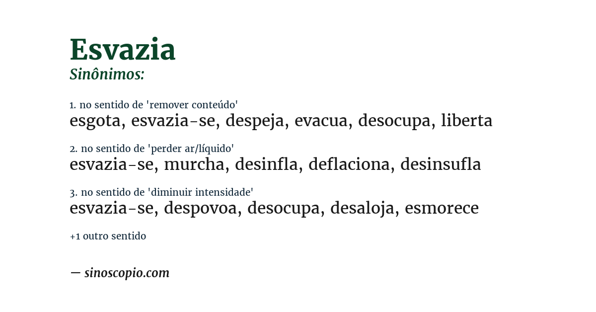 Sinônimo de esvazia