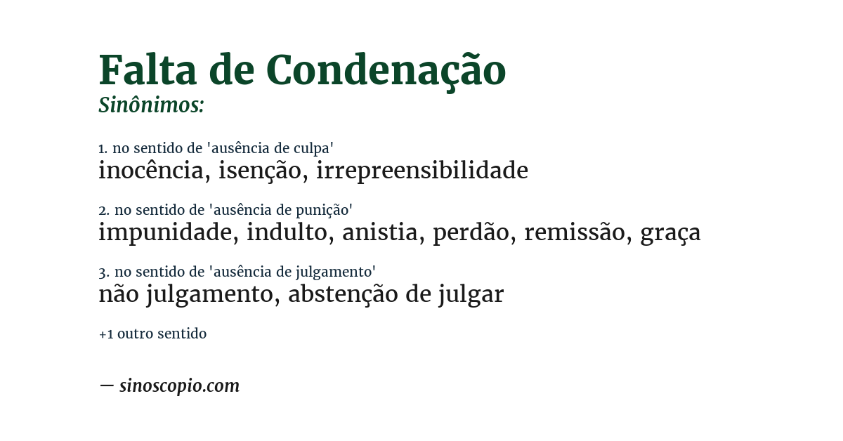Sinônimo de falta de condenação