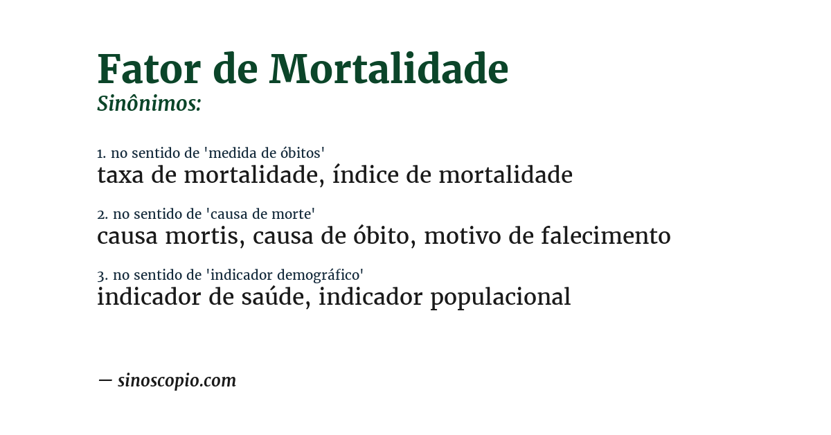 Sinônimo de fator de mortalidade