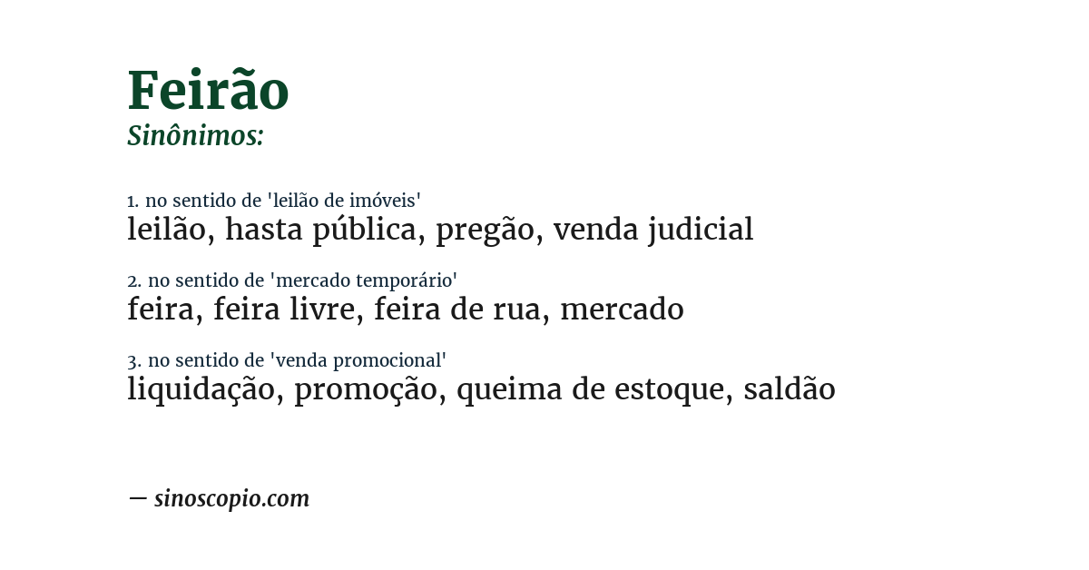 Sinônimo de feirão