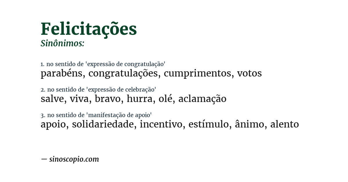 Sinônimo de felicitações