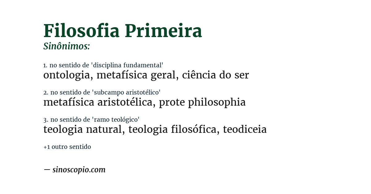Sinônimo de filosofia primeira