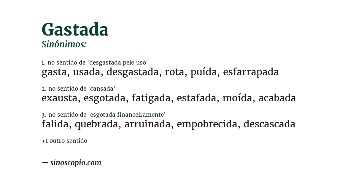 Sinônimo de gastada