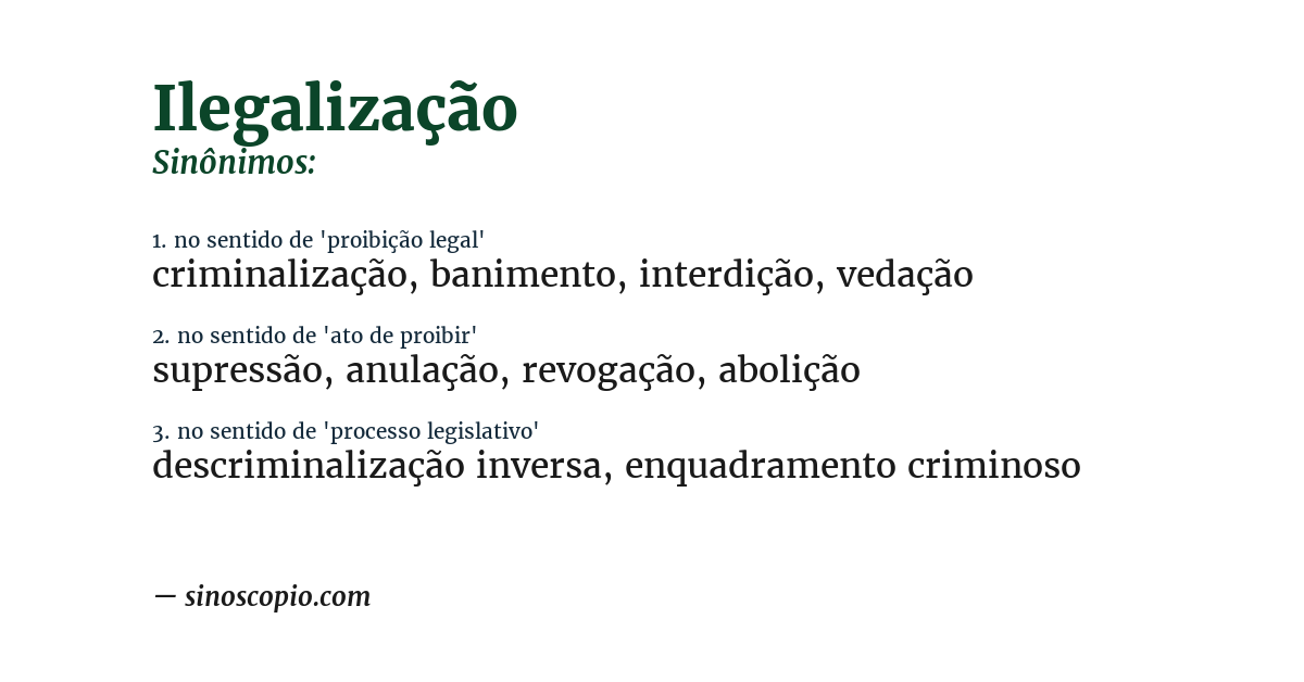 Sinônimo de ilegalização